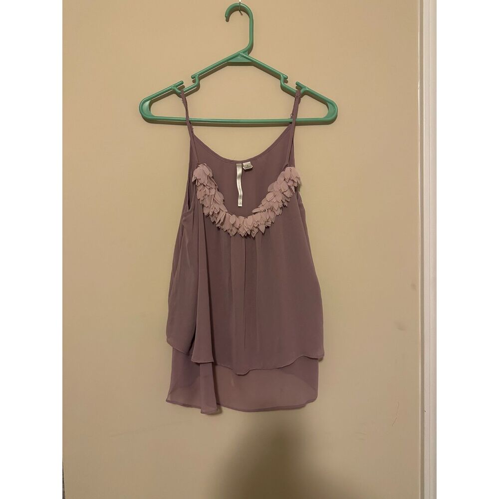 LC Lauren Conrad Mauve Layered Chiffon Cami Tank Top Petal Neckline Medium